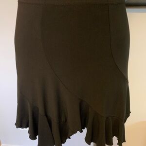 Elegant Black Ruffle Hem Skirt